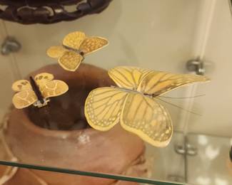 Vintage Butterfly Figurines Yellow Wall Décor Set of 3