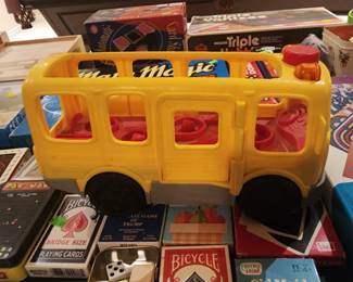 Vintage Fisher Price Yellow School Bus Toy Shape Sorter 1980s Preschool