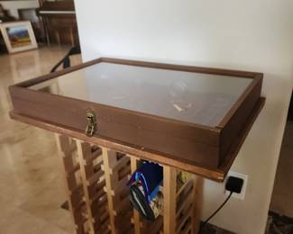 Wooden Glass Top Display Case Jewelry Collector Storage Box