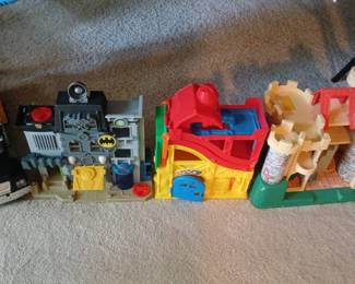 Lot of Playsets – Fisher Price Little People Castle, Imaginext Batman Batcave, Toy Truck