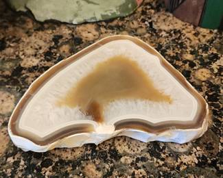 Polished Agate Slice Geode – Brown & White Crystal Display Specimen