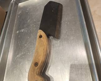 Vintage Meat Cleaver Heavy Duty Butcher Knife Wood Handle