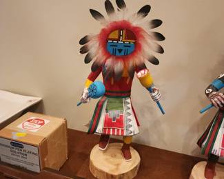 Hand Carved Sunface Kachina Doll Signed Native Southwestern Art
