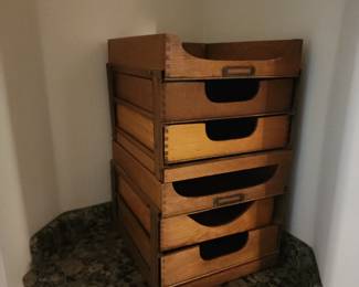 2 Vintage Wooden Desktop File Organizer 3 Drawer Office Storage Cabinet