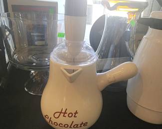 Vintage Hot Chocolate Maker Ceramic Jug with Electric Whisk