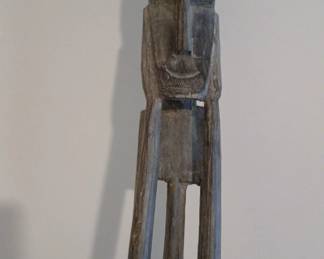 Vintage Hand-Carved Tribal Wooden Statue – Abstract Ethnic Folk Art Figure