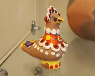 Vintage Russian Dymkovo Clay Toy Figurine Hand Painted Folk Art Rooster