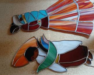 Handmade Stained Glass Suncatchers – Folk Art Figures, Colorful Window Hangings