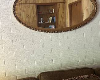 Oval mirror w brass frame