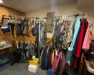 Clothing items purses and shoes