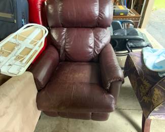 Burgundy leather recliner