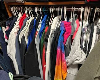 lots of hoodies