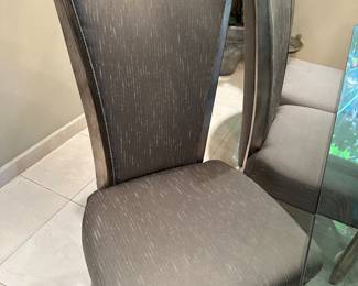 beautiful gray fabric for the dining room chairs