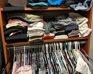 closets full of shorts, skorts jackets and so much tee shirts