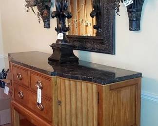 Dining Room Buffet, Mirror & Floral Sconces