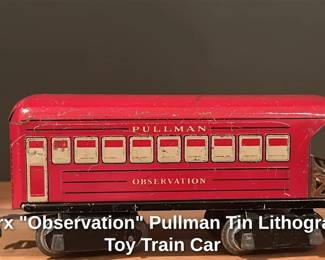 Marx "Observation" Pullman Tin Lithograph Toy Train Car 