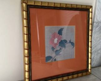 Japanese Woodblock Print of a Camellia 