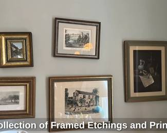 Collection of Framed Etchings and Prints 