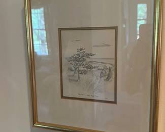 Pencil Sketch "The Road to Cape Poge Pond" by T.H. 
