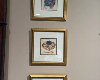 Collection of Three Framed Botanical and Cultural Illustrations 