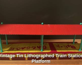 Vintage Tin Lithographed Train Station Platform 