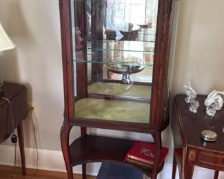 Antique Display Cabinet with Asian Figures 