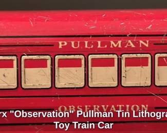 Marx "Observation" Pullman Tin Lithograph Toy Train Car 