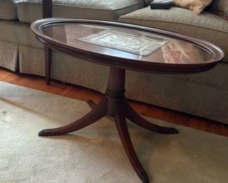 Oval Inlaid Mahogany Coffee Table