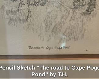 Pencil Sketch "The Road to Cape Poge Pond" by T.H. 