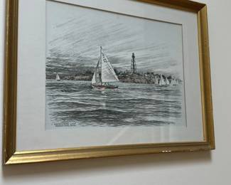 Marblehead Light, Massachusetts Sailing Scene Print 