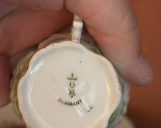 German Porcelain Tea Cups with Floral Motif 