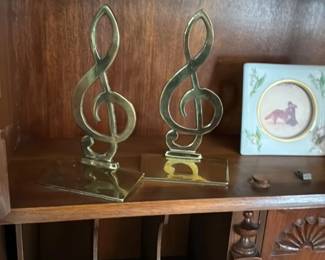 Vintage Brass Treble Clef Drawer Pulls 