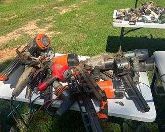 Various makes and models of nail guns 