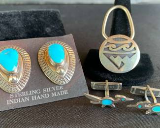 KG107VNative American Cufflinks and Keychain