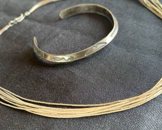 KG111VNative American Sterling Necklace And Bracelet