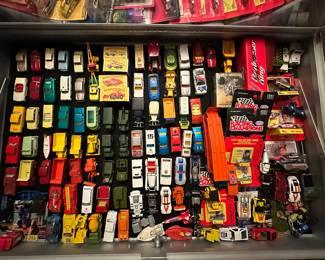 Highest & Best Offer – Full Lot Only! 
Everything pictured is being sold together as one lot – no separating.
Includes:
•	Vintage Matchbox Collection – boxed and loose, featuring cars, trucks, taxis, tow vehicles, boats, and construction vehicles. Several with original boxes and a 1960s collectors guide included!
•	Large collection of Hot Wheels, Racing Dreams, Johnny Lightning, and other die-cast cars (many mint on card)
•	Special editions: WWF Attitude, KISS, Funny Cars, Pepsi, Reese’s, MUG Root Beer, Fudgsicle, Big Mac, and more
•	Vintage Hot Wheels Action Pack sets
•	Collector cars, drag racing editions, and promotional issues
* Thousands of dollars in retail value – being offered as one bulk deal! Perfect for collectors, resellers, or dealers.
*Deadline for offers: Saturday, August 30th at 4:00 PM
*Highest & best offer will take the entire lot!
