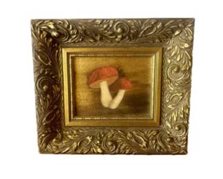 J.D. Walker oil on board miniature mushroom painting