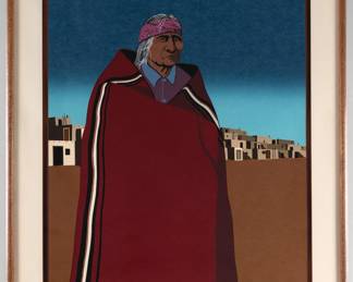 Kim Means 
“Navajo Elder” 
Signed Trial Proof
A "trial proof" in printmaking refers to a print created during the production process of an edition, often involving experimental changes to elements like color or composition. When a trial proof is "signed," it indicates that the artist has approved that specific unique print. 
In the context of the image, which depicts Kim Means' "Navajo Elder" artwork, a "trial proof signed" would mean that this particular print of the artwork is a unique, experimental version that was approved and signed by the artist, Kim Means. These signed trial proofs are often highly valued by collectors due to their distinctiveness and the artist's direct involvement in their creation and approval. 