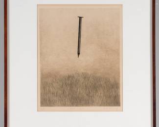 RARE K.B HWANG MEZZOTINE, "NAIL & GRASS", SIGNED IN PENCIL , 1970’s, 