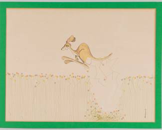 Salvador Dali "The Jumping Kangaroo" exemplifies his signature style. Dali is known for his meticulous and realistic reendering of fantastical subjects, creating a sense of heightened reality in his surrealist works.