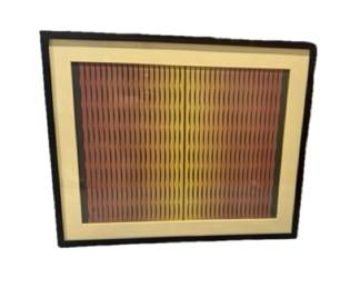 Dordevic  Miodrag
born on: 1936 
style: opart
categories: Abstract, constructivism, geometric abstraction, opart, optical
art
description:
Miodrag is an artist from the Op art movement (optical art).
This is an artistic style by wich repetitive figures and lines create an illusion of movement.
The work of Miodrag is famous and very recognizable. Op art is linked to the Zero, a German movement
2’1” X 2’7”