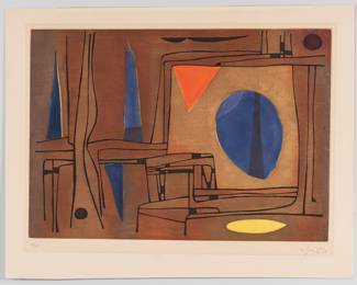 
Gustave Singier died on May 5, 1984, in Paris, France. He was a Belgian-born non-figurative painter who became a naturalized French citizen and was active in the lyrical abstraction movement of Paris. 
No. 13/ 75 Unframed 24” X 19” 