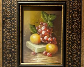 Antique oil still life in new frame 