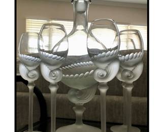  Vintage Romanian Crystal Apéritif set 
Satin Nautilus design 