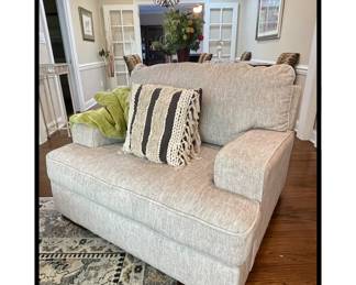 Alesandra Oversized chair by Ashley furniture 
Color: Parchment 
Width: 49" Height: 39" Depth: 44"
Pre-Sale FURNITURE ONLY Appointments available prior to the Estate Sale Weekend.
Text Diane to schedule 206-858-2844 