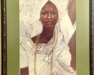 Framed Photo of an Original painting. 
Portrait of a beautiful Jamaican Woman. 