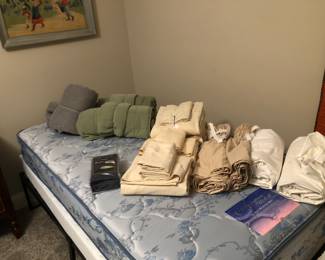 Bed linens, sheets, bedspreads, dust ruffles