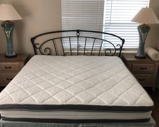 King size mattress and box spring.  Super nice.  Firm but soft.  