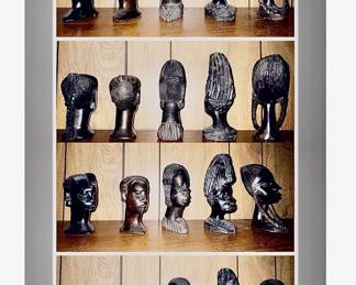 Vintage African Benin Tribe 
Carved Ebony Wood busts 