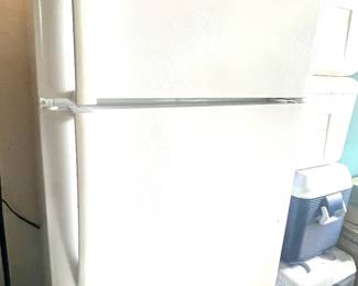 SOLD White Frigidaire Fridge with Top Freezer 
Model: FFTR1814TW4